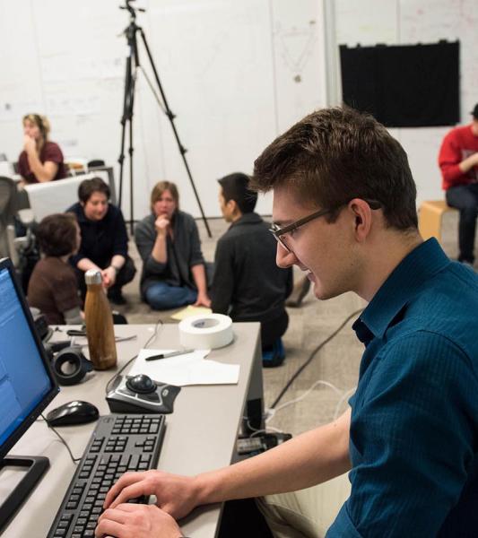 Student on computer