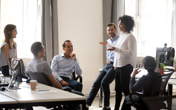 People in an office having a meeting