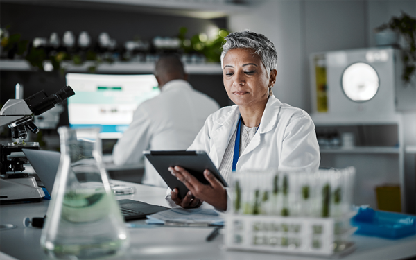 Two scientists working in a lab